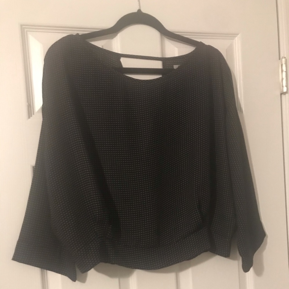 Black and white polka dot sheer blouse